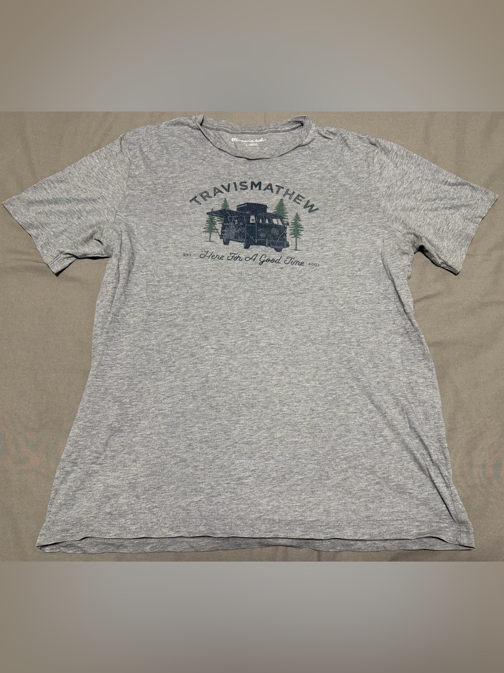 Travis Mathew Gray Graphic Logo Cotton Blend Men's T-Shirt Size L